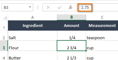 Cách sử dụng phân số excel