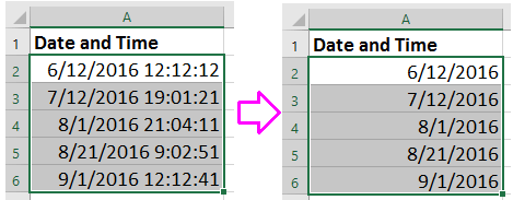 Loại bỏ thời gian từ ngày trong Excel?