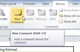 Thêm và xóa bình luận trong excel 2010