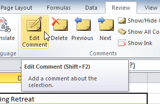 Thêm và xóa bình luận trong excel 2010