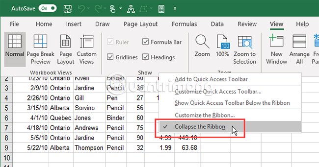 4 mẹo cần thiết để quản lý Ribbon Excel