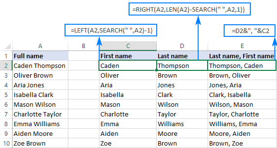 Cách sắp xếp theo thứ tự abc trong Excel với công thức