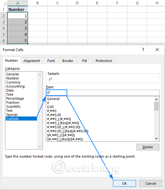 Cách viết chỉ số trên, chỉ số dưới trong Excel