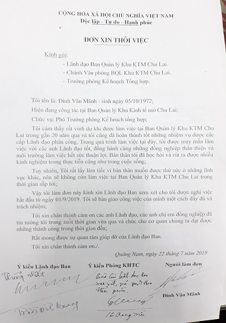 Kế toán trưởng BQL Khu KTM Chu Lai xin nghỉ: Không "dính" đến kết luận sai phạm?
